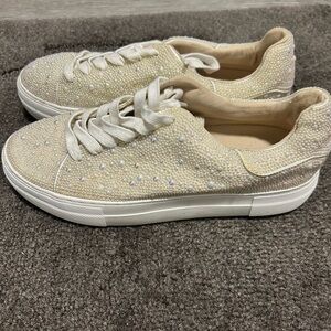 Betsey Johnson White Pearl Platform Sneakers